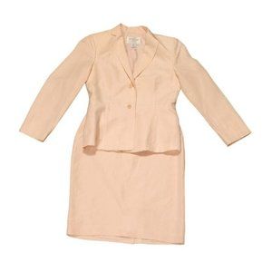 Vtg Oscar de la Renta Skirt Sz 8 Blazer Sz 6 Pale Pink Silk Linen Skirt Suit